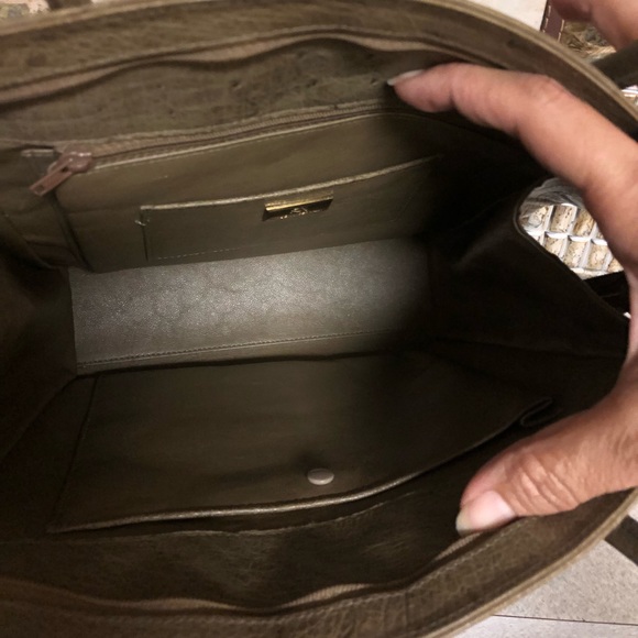 ALFRED ROTH Vintage Ostrich olive green SATCHEL - Picture 6 of 10